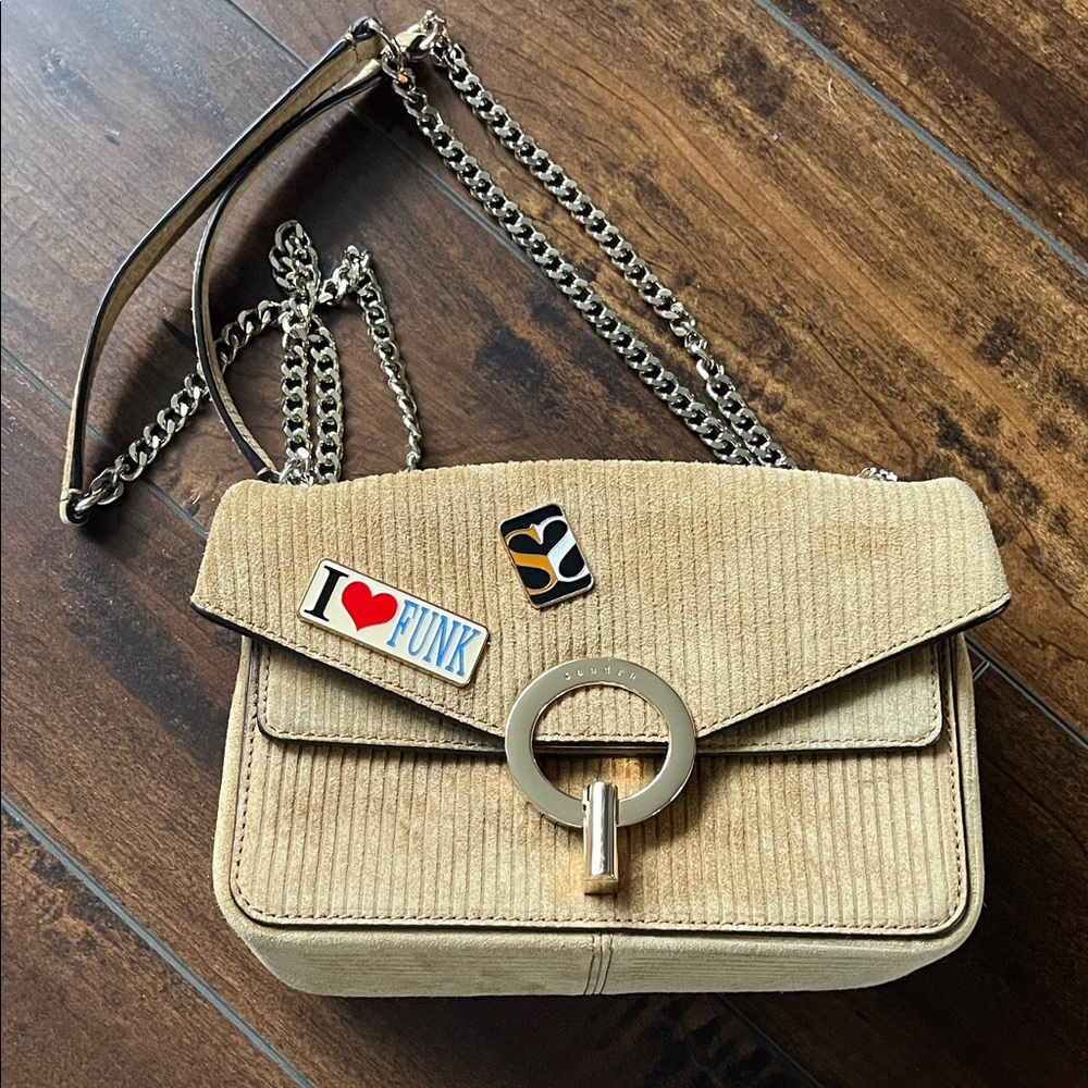 Chic Sandro Corduroy Tan Shoulder Bag